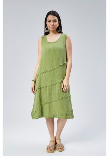 Muslin Elbise Yazın Vazgeçilmesi Fıstık Yeşil