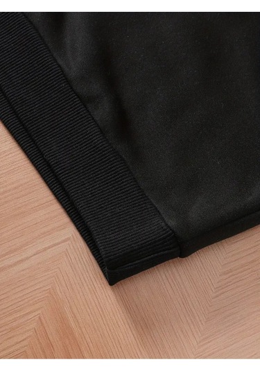 Kışlık Kapüşonlu Sweatshirt, Çocuk New York Manhattan Baskılı SiYAH