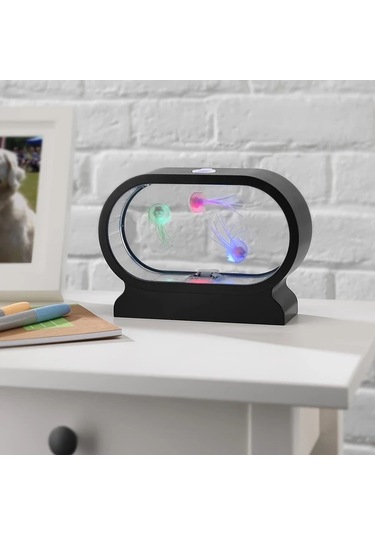 Honeybeeshop Yıllık Yeni Led Oval Sulu Denizanası Lambası Çok Renkli 1 Bilgisayar Simülasyon Sulu Denizanası Tankı Atmosfer Gece Lambası Çok Renkli