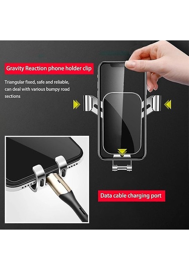 Qingmipy Volvo Xc40 2020-2021 Sol Sürücü İçin Gümüş Renkli Alüminyum + Plastik Kuvvetli Havalandırma Çıkışlı Telefon Tutucu