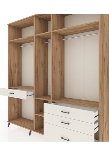 Hyperion Dolap 7 Raflı 4 Çekmeceli 3 Askılı 220x44x243 Çam-çam/aytaşı Atlas Çam/aytası