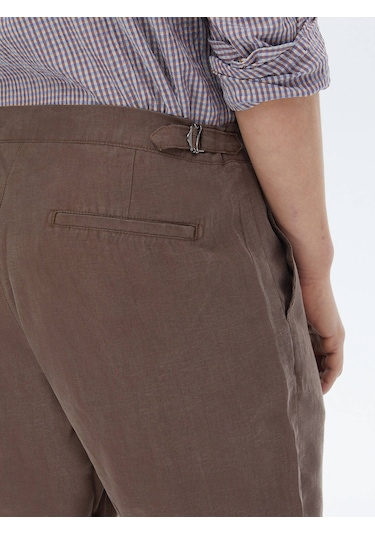 Kip Kahverengi Dokuma Carrot Fit Casual Bermuda Çok Renkli