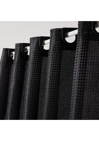 Waffle Duş Perdesi - Siyah - Polyester - 180 X 200 Cm - 12 Kanca - Utılıty - Today Diğer