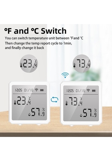 Dancemonkey Wi-fi Sıcaklık Nem Ölçer Akıllı Ev Ekipmanı Siyah Graffiti App,