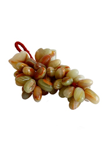 Doğal Oniks Taş 50 Taneli Üzüm Dekor Feng Shui Bereket Ve Bolluk Sembolü, El Yapımı Şık Ev Aksesuarı Kahverengi