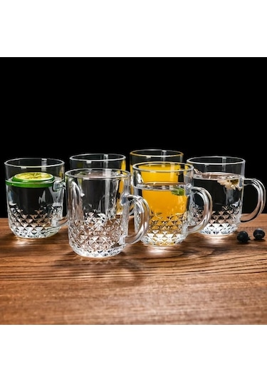Willowhaven 4lü Elmas Desenli Saplı Bardak Sıcak Soğuk İçecekler İçin Multifonksiyonel