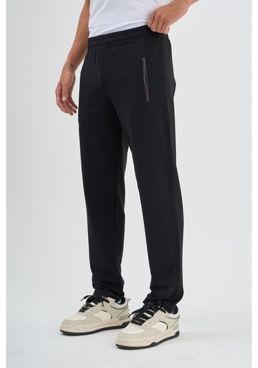 Shooter Sportswear Mevsimlik Antrasit Erkek Eşofman Altı Rahat Kalıp Fermuar Cepli Düz Paça Siyah