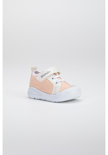 Şirinbebe Şiringenç Keten Somon Kız İlkadım Bebek Çocuk Ayakkabısı-2899-somon Somon