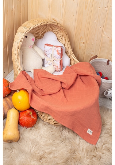 Luckka Dijital Baskılı 3'lü Müslin Örtü Seti - 75x75 Cm - Zt5000 Turuncu Turuncu