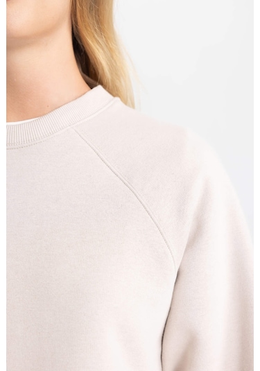 Defacto Oversize Geniş Kalıp Bisiklet Yaka Kalın Basic Düz Casual Sweatshirt V2697AZ23WNBG187 Bej Defacto Oversize Geniş Kalıp Bisiklet Yaka Kalın Basic Düz Casual Sweatshirt V2697AZ23WNBG187 Bej