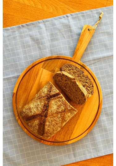 2 Li Doğal Ahşap Saplı Kayın Ağacı Bölmeli Sunum Tabağı 47x26/35