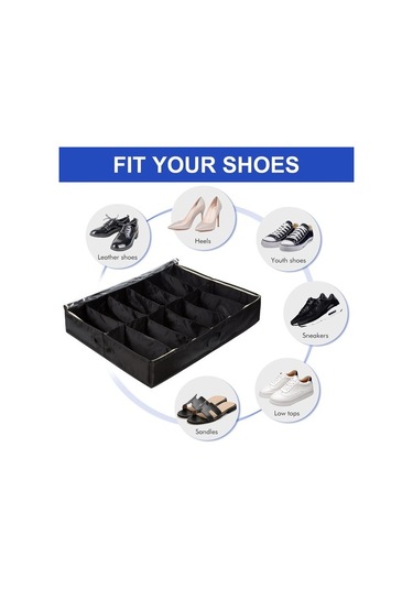Unimarket Yatağın Altında Ayakkabı Depolama Düzenleyici Yatak Altı Ayakkabı Dolabı Depolama Çözümü 2 Metal Fermuar Ve Erkek Ve Kadın Ayakkabıları Için Şeffaf Kapaklı 3 Kulp 12 Çift Ayakkabıy R7m24x