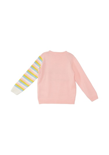 Denokids Unicorn Kız Çocuk Pembe Triko Kazak Çok Renkli