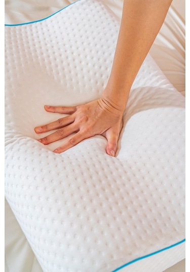 Yüksek Visco Yastık Çift Boyun Destekli Ortopedik Visko Yastık - 60x40x14/12cm Beyaz