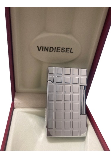 Vindiesel Dupont tarzı Kare Desenli Gümüş Renk Çakmak 909161