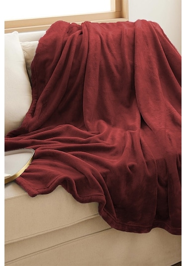 Mulberry Wellsoft Battaniye Televizyon Battaniyesi Peluş Polar Battaniye Tek Kişilik 170x230 Bordo