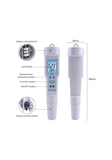 Ph-686 4'ü 1 Arada Ph Metre Tds Ec Ve Sıcaklık Ölçer