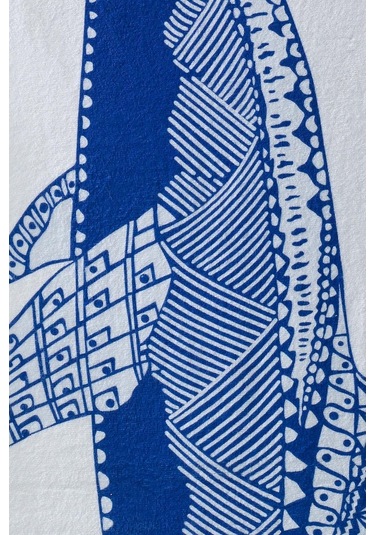 Köpek Balığı Baskılı Mavi Plaj Havlusu 70X155Cm