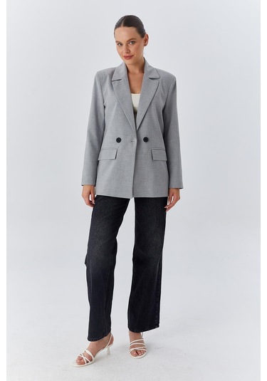 4516 Kadın Bezayağı Blazer Ceket Gri Gri