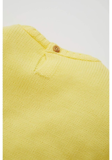 Defacto Kız Bebek Kalp Desenli Bisiklet Yaka Triko Kazak C8089A524AUYL295 Sarı