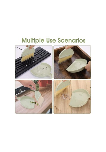 Yeşil Mini Tozpan Ve Toz Fırçası Seti, Küçük Süpürge Ve Tozpan, Po Nj