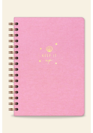 A5 Spiralli Sert Kapak Keten Kareli Tarihsiz Not Defteri Şeker Pembe Şeker Pembe