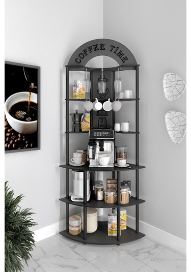 Ristretto Kahve Köşesi Rafı Siyah Siyah