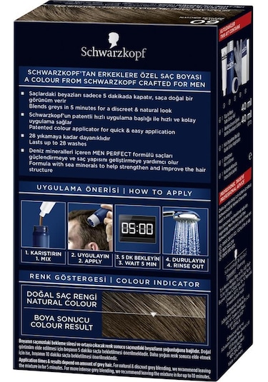 Schwarzkopf Men Perfect Saç Boyası 60 Kahve 3'lü