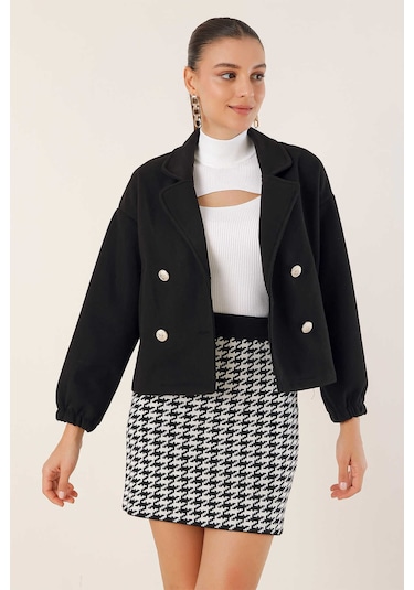 Gabria Kısa Kaşe Ceket Siyah