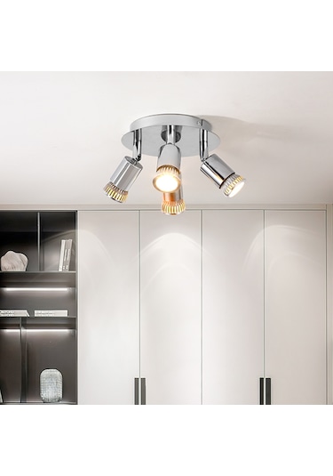 Yaozixa 4 Kafa Gu10 Tavan Spot Işığı - Açısı Ayarlanabilir - 85-265v Geniş Voltaj - Pencere Ve Duvar Aydınlatması - Ampul Yok Şeffaf