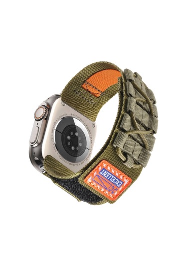 iOs Watch Uyumlu  44mm Zore Krd-112 Orbital Örgülü Halat Tasarımlı Naylon Kumaş Hasır Kordon-mavi