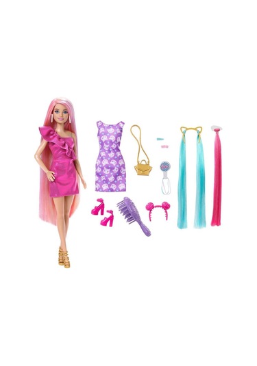 Nessiworld Jdc85 Barbie Upuzun Muhteşem Saçlı Bebekler Pembe Saçlı Bebek-39765