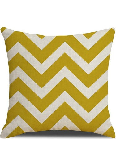 Kuzey Avrupa Geometrik Keten Yastık 50 50cm-3 Ekru