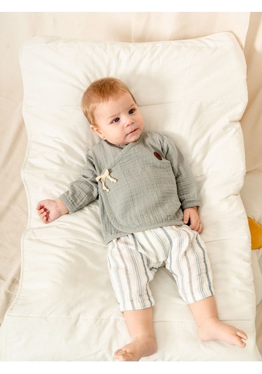 Müslin Kruvaze Takım Şık Ve Rahat Tasarım 1-12 Ay Kd53219 Gri
