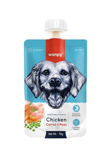 Wanpy Taze Tavuk Etli & Havuçlu Ezme Köpek Maması 90 G