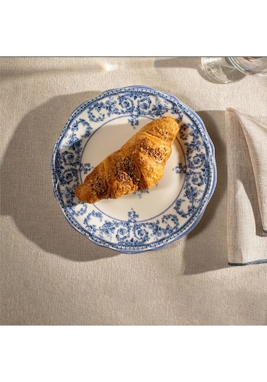 Fecra Majestic Blue 6 Parça Pasta Tabağı Seti Beyaz - Mavi