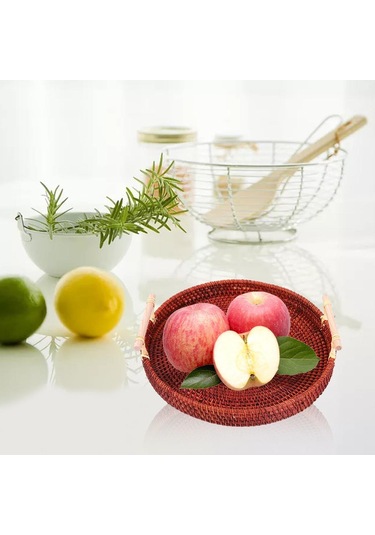 Suntek Gıda Meyve Tatlısı Depolama Için Dokuma Servis Tepsisi Koyu Kahverengi Orta Koyu Kahverengi