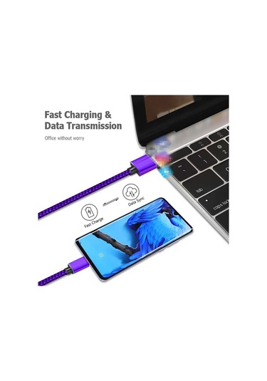 Oldfriend 60w Usb Type-c Hızlı Şarj Kablosu Yeşil Nylon Örgülü 100cm İphone Uyumlu 15 Samsung