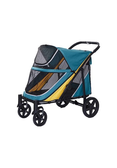 Storozal Katlanabilir Köpek Arabası Yeşil Sarı 234414 112x65x100 Cm