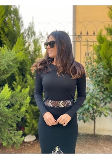 Forlady Gümüş Transparan Elbise-S-Siyah
