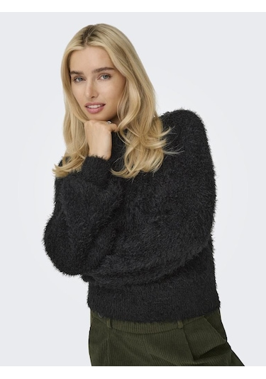 Only Onllulu Ls Rıb Short O-neck Cc Knt Siyah