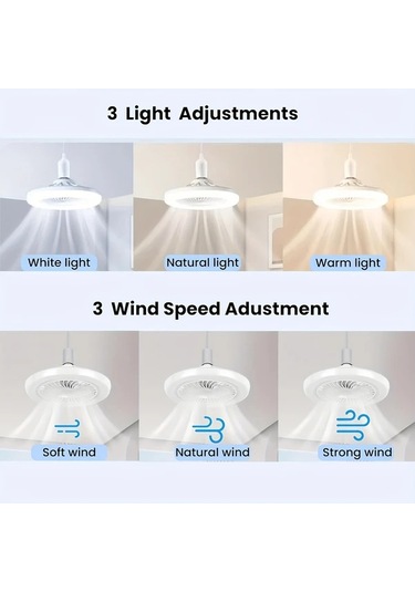 Xuweiwei Gri 360 Derece Ayarlanabilir 25 Cm Led Akilli Tavan Fan Lambasi Uzaktan Kumandali Renk Degisimi Parlaklik Ayari 3 Hiz Seviyesi E26 E27