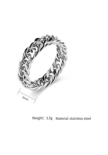 Siyah Moda Titanyum Çelik Yüzükler Zincir Çift Dokuma Küba Basit Erkek Yüzük Gümüş Kadın Yüzük Takı Yeni 2023 Çiftin Yüzük 9 Siyah