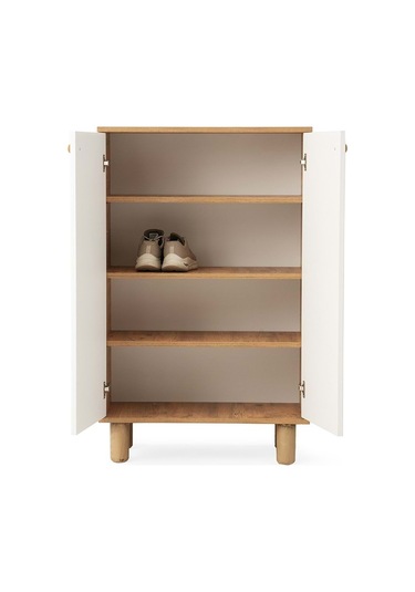 Mobilgen Beyaz - Ceviz Bohem Ayakkabılık Beyaz - Ceviz