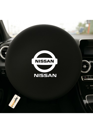 Nissan Araba Penye Kumaş Direksiyon Kılıfı Siyah - Direksiyon Koruyucu Kılıf Siyah