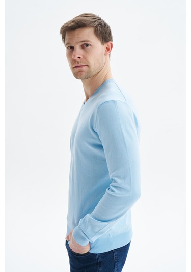 Arma Erkek Slim Fit Basic V Yaka Triko Kazak K9kro0852 Mavi