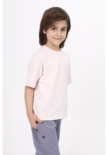 Toontoy Unisex Çocuk Baskılı Tişört Pudra