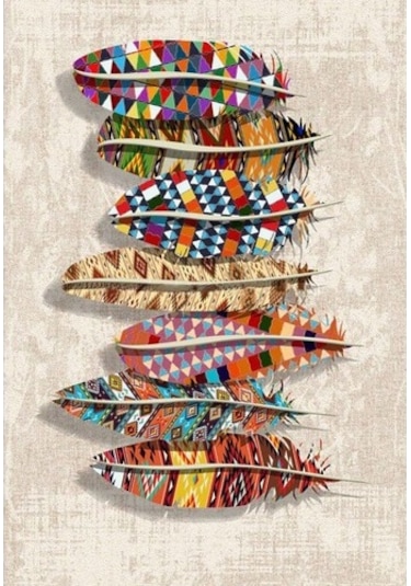 Krem Dijital Baskı Halı Makinede Yıkanabilir Halı Krem