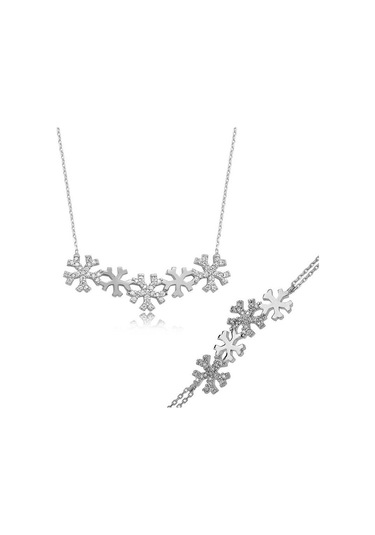 Blackcraft 925 Ayar Gümüş Kar Taneleri Set Bc-30d004 Beyaz