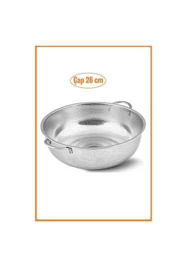 Paslanmaz Çelik Kulplu Süzgeç 26 Cm